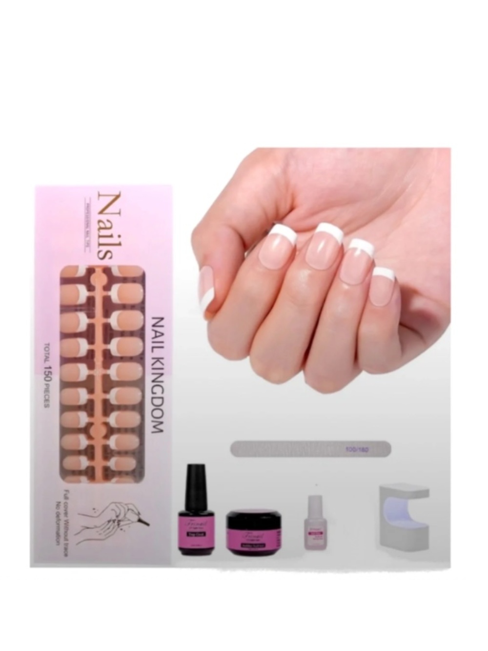 French Tip Short Square Nail Kit